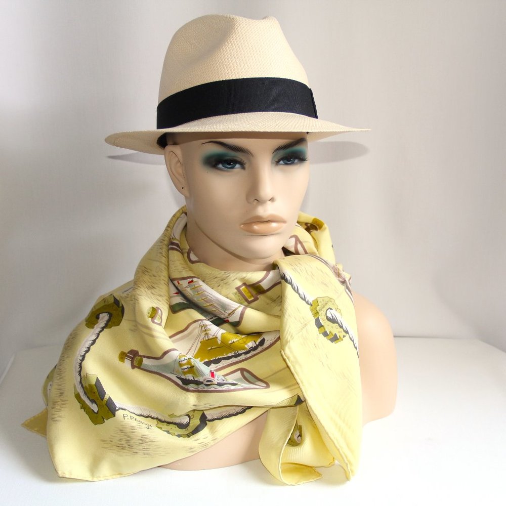 Vintage Hermes “Bouteilles a la mar” Bottles of the Sea Silk Scarf